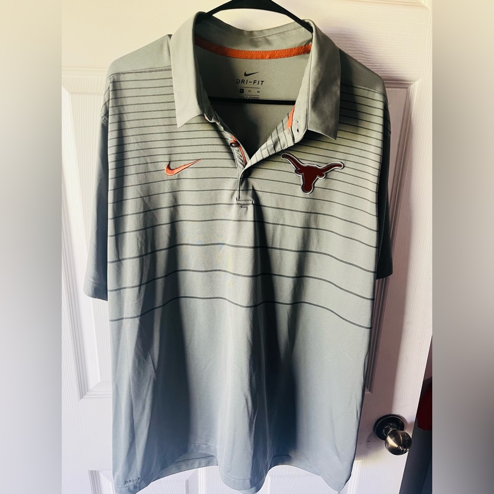 Nike Men’s Texas Longhorns Polo Shirt - Light Gray with Orange Logos